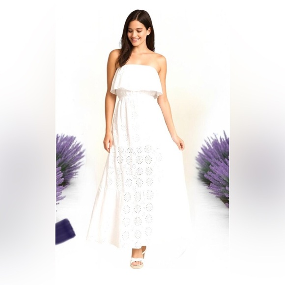 Michael Michael Kors Elegant White Eyelet Maxi Dress - Picture 1 of 8